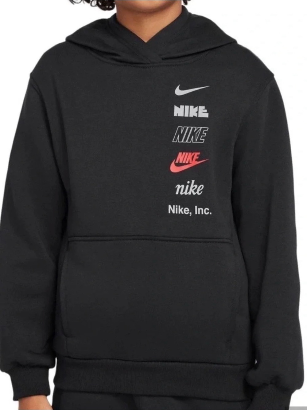 Nike Black Hoodie with Vertical Logo Stack
